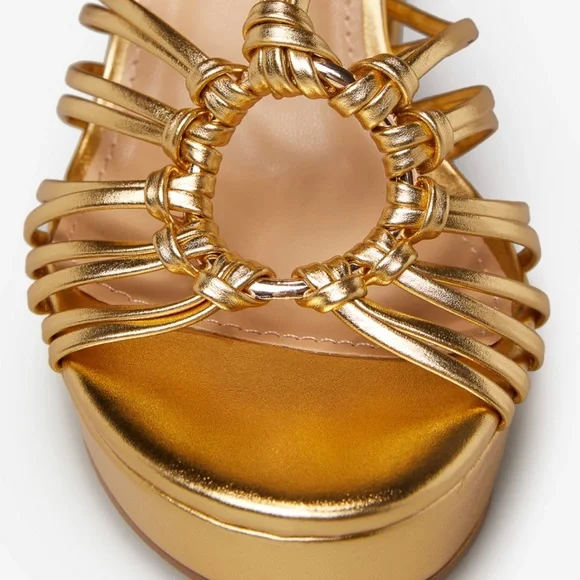 Strappy Gold Platform Sandal - Picture 3 of 3